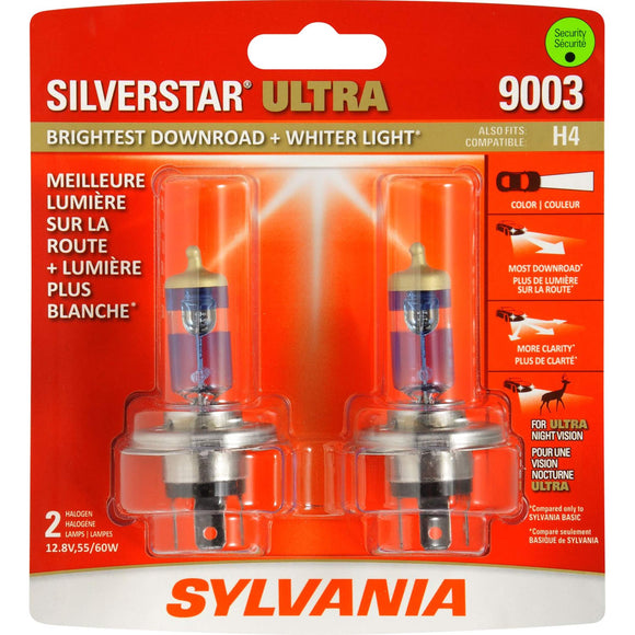 SYLVANIA 9003 SilverStar ULTRA Halogen Headlight Bulb, 2 Pack