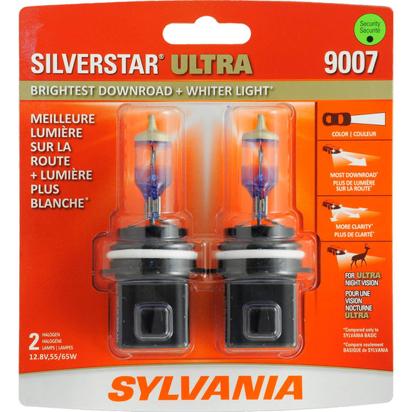 SYLVANIA 9007 SilverStar ULTRA Halogen Headlight Bulb, 2 Pack